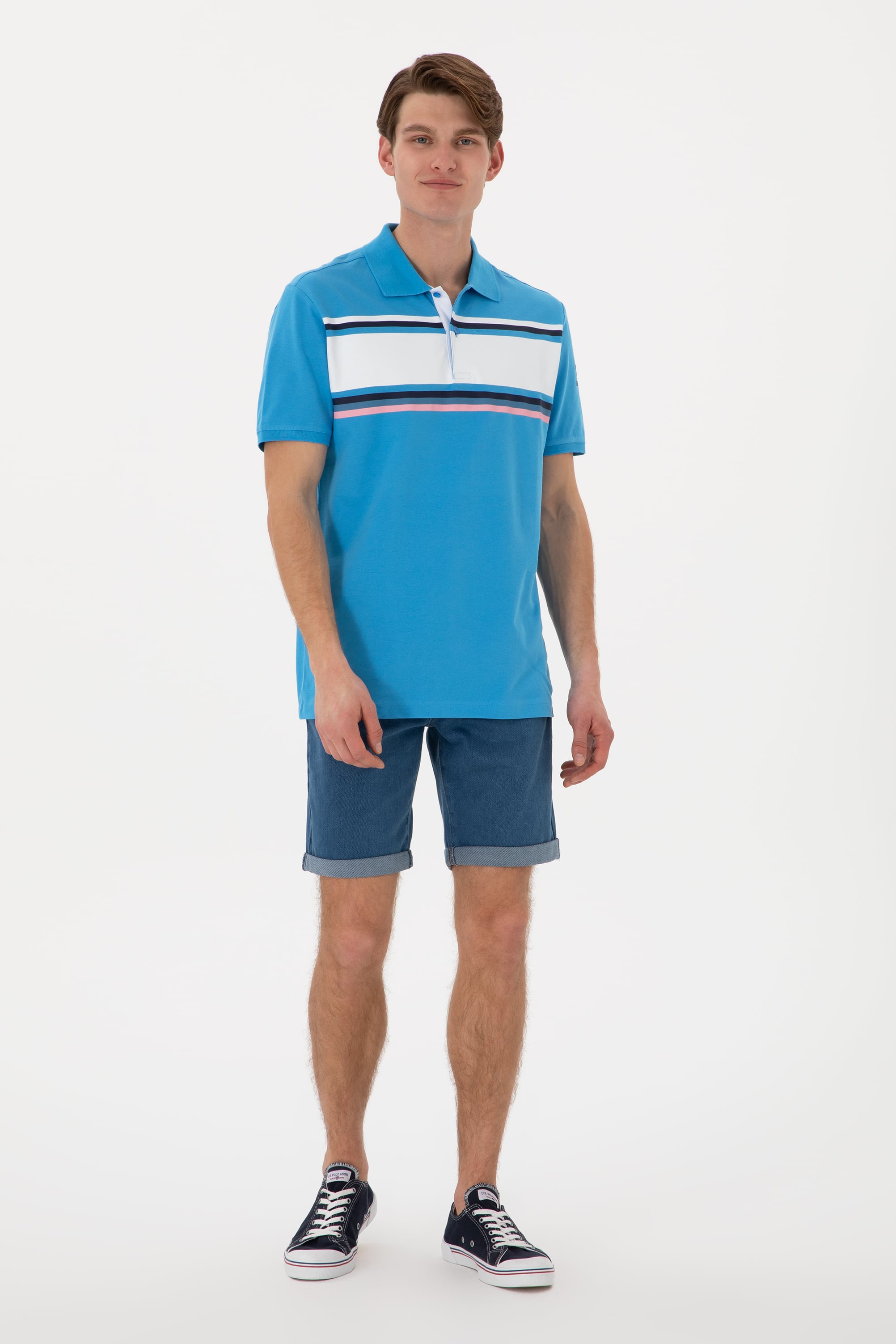 Erkek Regular Fit Polo Yaka Turkuaz Tişört