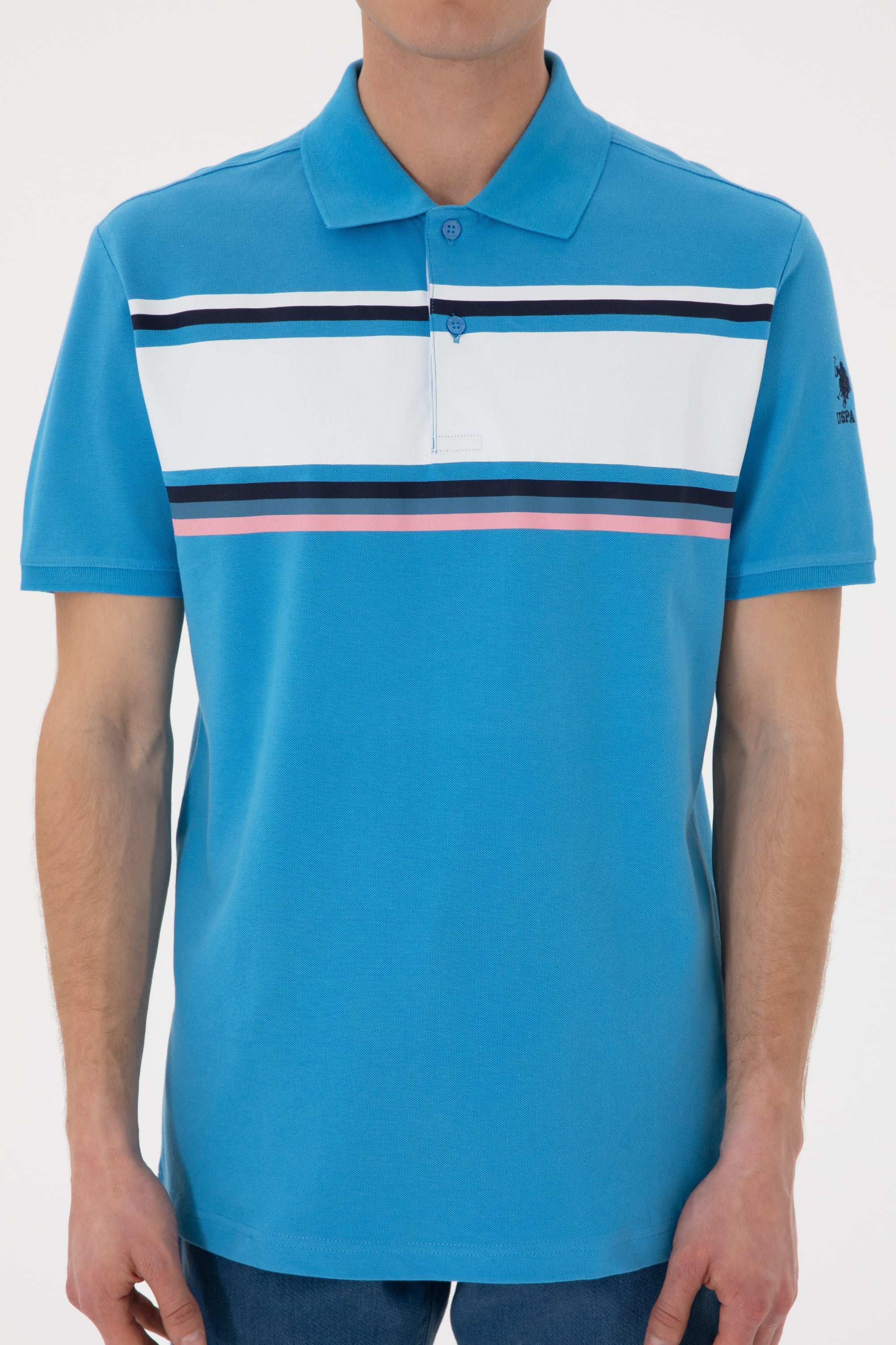 Erkek Regular Fit Polo Yaka Turkuaz Tişört