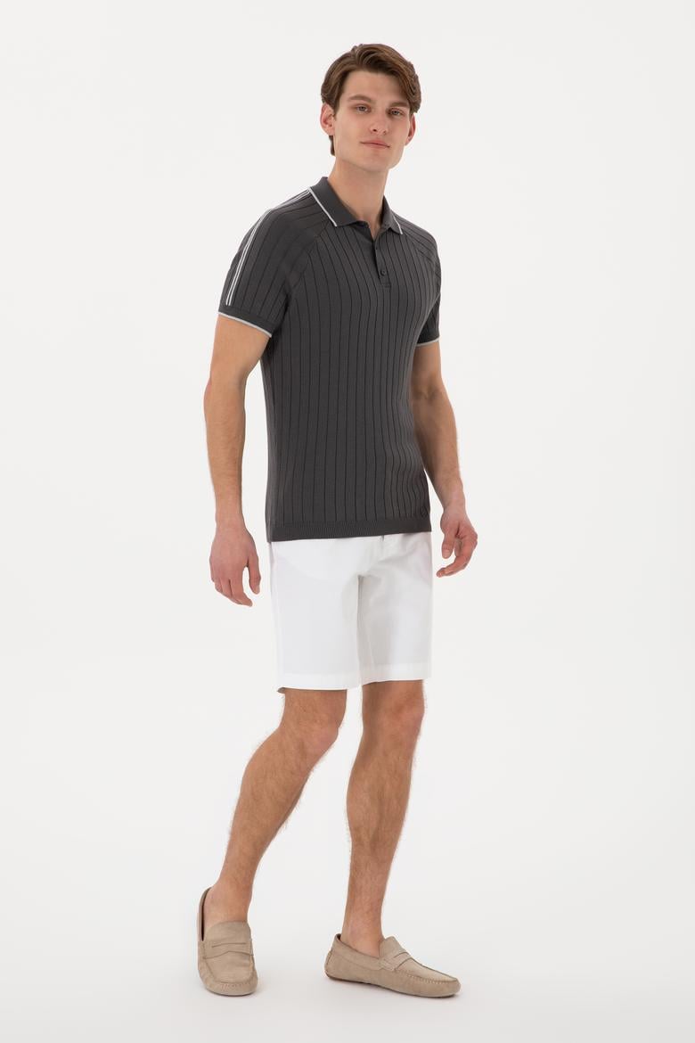 Erkek Slim Fit Bisiklet Yaka Antrasit Tişört - 50306481001