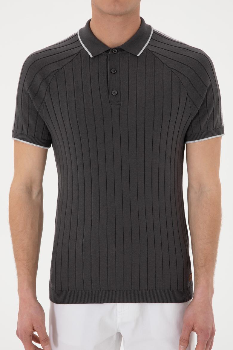 Erkek Slim Fit Bisiklet Yaka Antrasit Tişört - 50306481001