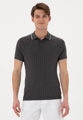 Erkek Slim Fit Bisiklet Yaka Antrasit Tişört - 50306481001