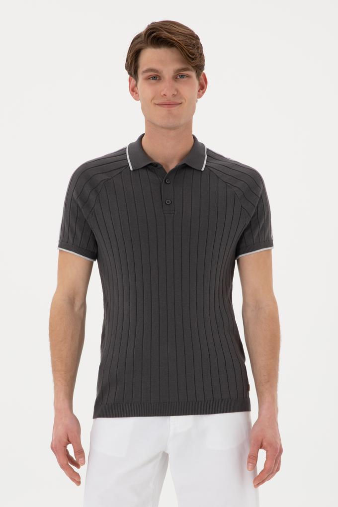 Erkek Slim Fit Bisiklet Yaka Antrasit Tişört