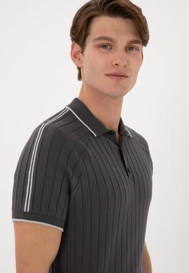 Erkek Slim Fit Bisiklet Yaka Antrasit Tişört - 50306481001