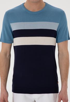 Erkek Slim Fit Bisiklet Yaka Lacivert Tişört - 50306459016