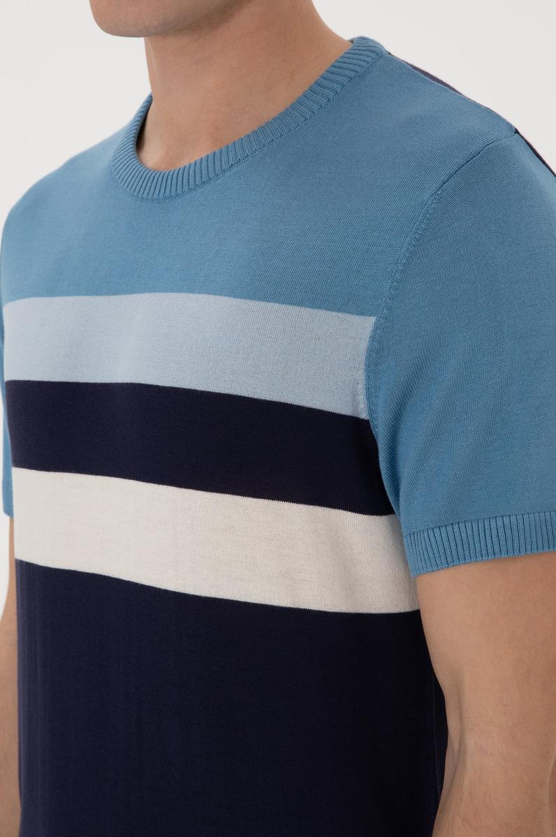 Erkek Slim Fit Bisiklet Yaka Lacivert Tişört