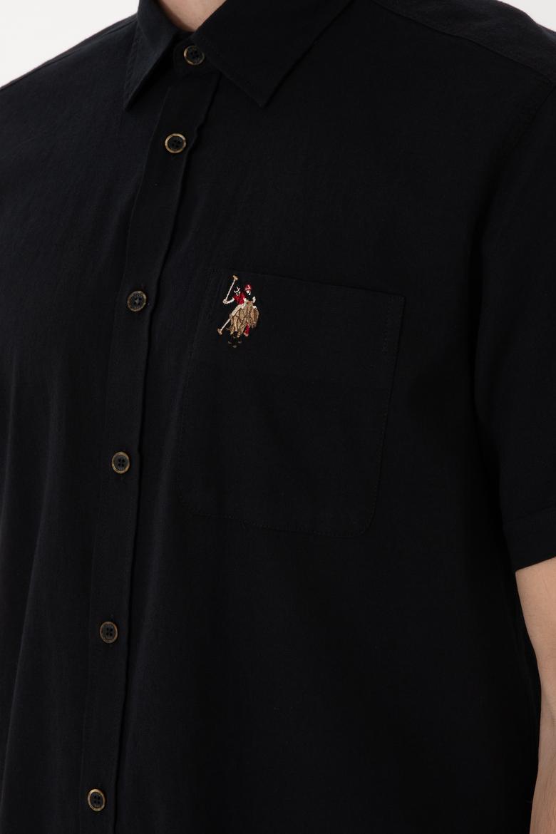 Erkek Siyah Kısa Kollu Gömlek - 50297896059