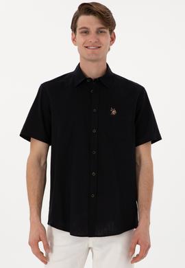 Erkek Siyah Kısa Kollu Gömlek - 50297896059