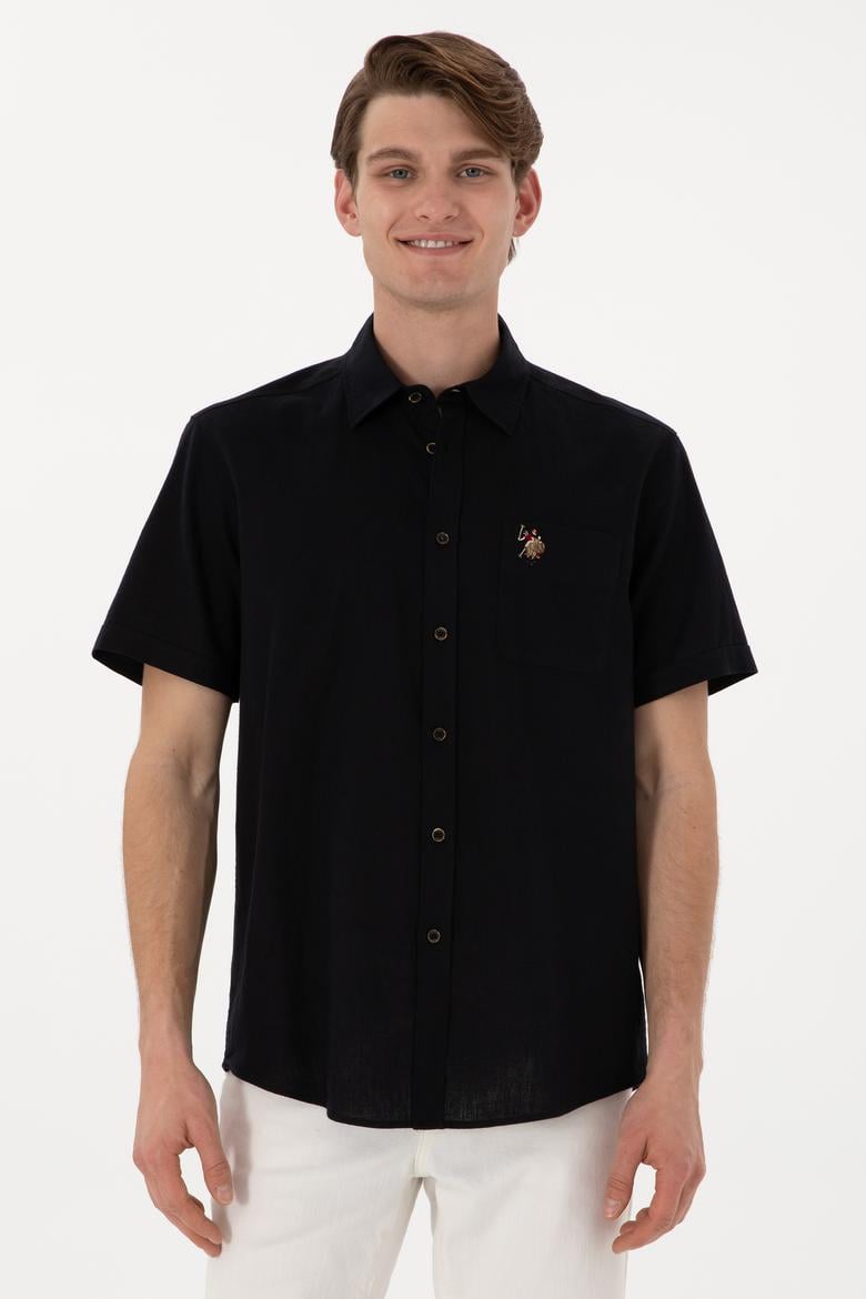 Erkek Siyah Kısa Kollu Gömlek