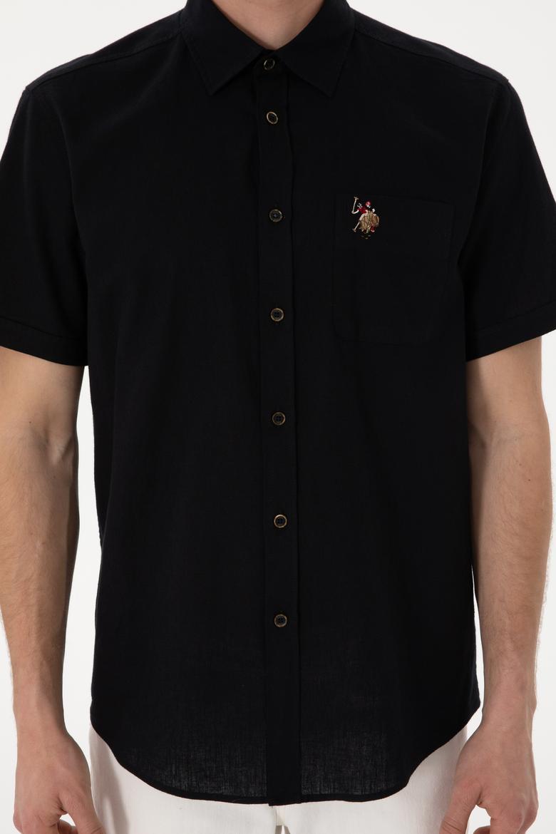 Erkek Siyah Kısa Kollu Gömlek - 50297896059