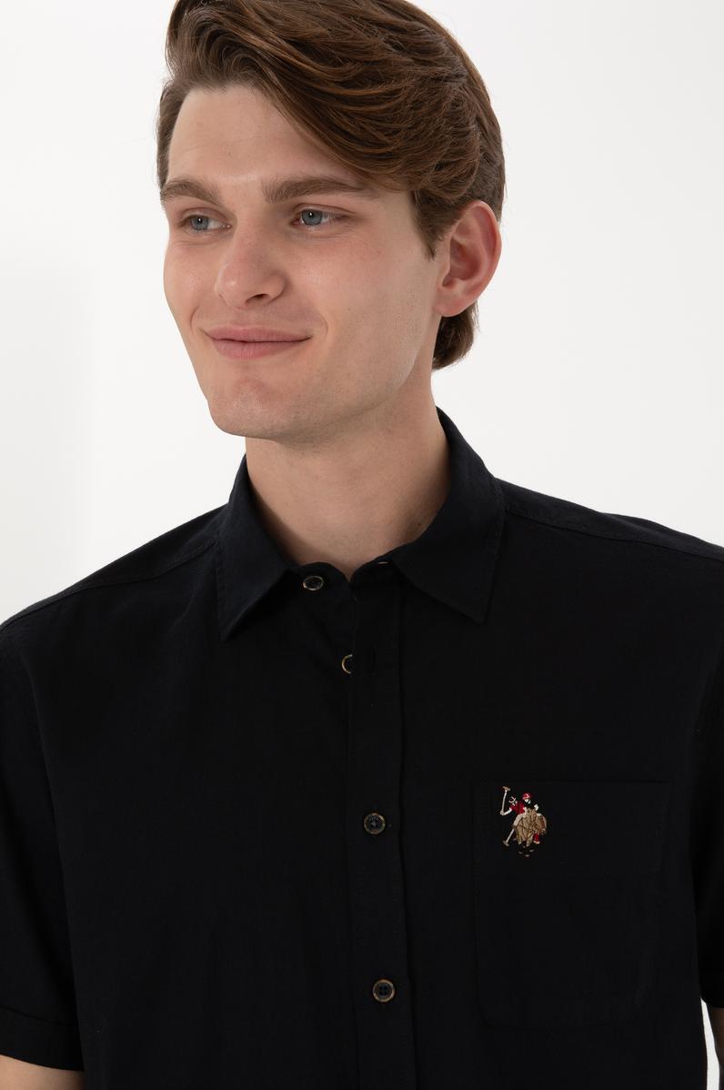 Erkek Siyah Kısa Kollu Gömlek