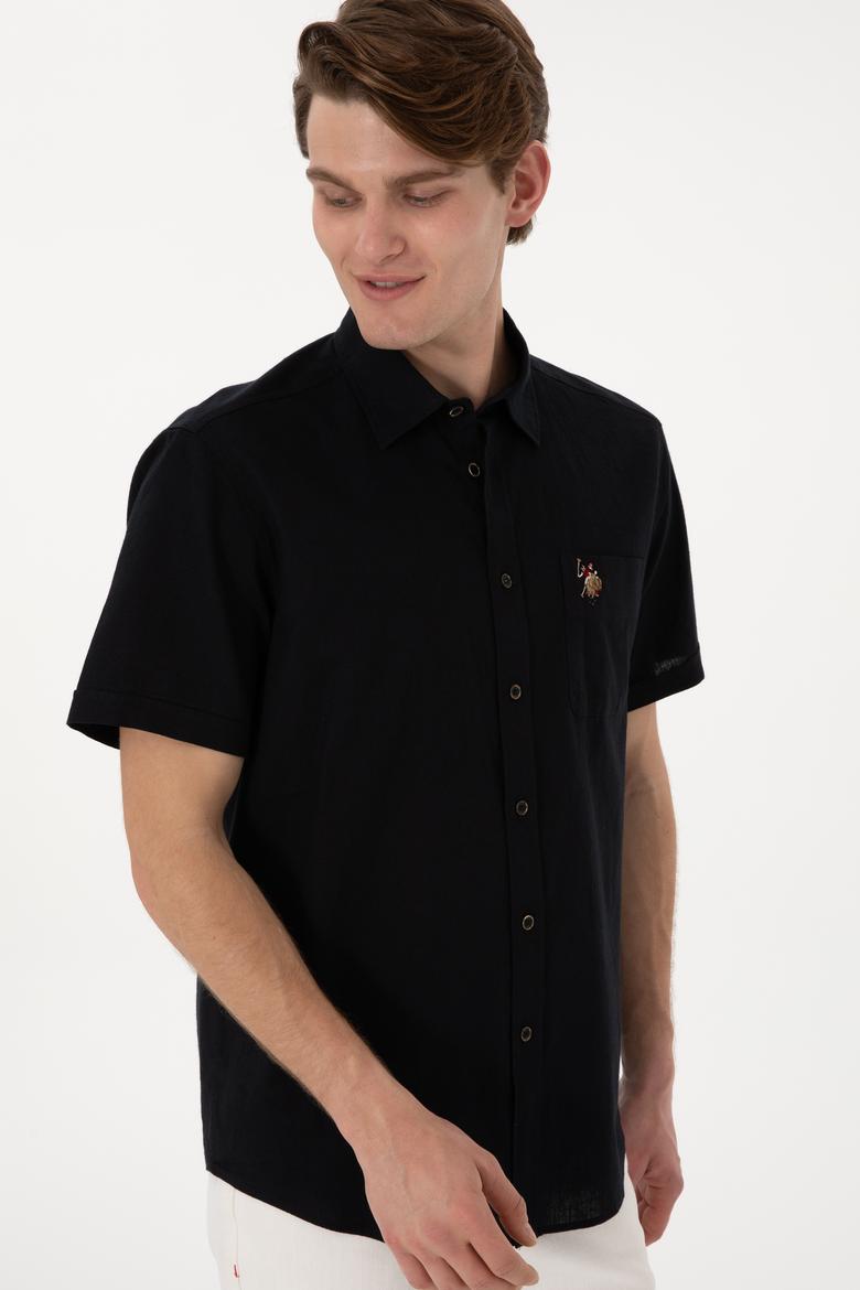 Erkek Siyah Kısa Kollu Gömlek - 50297896059