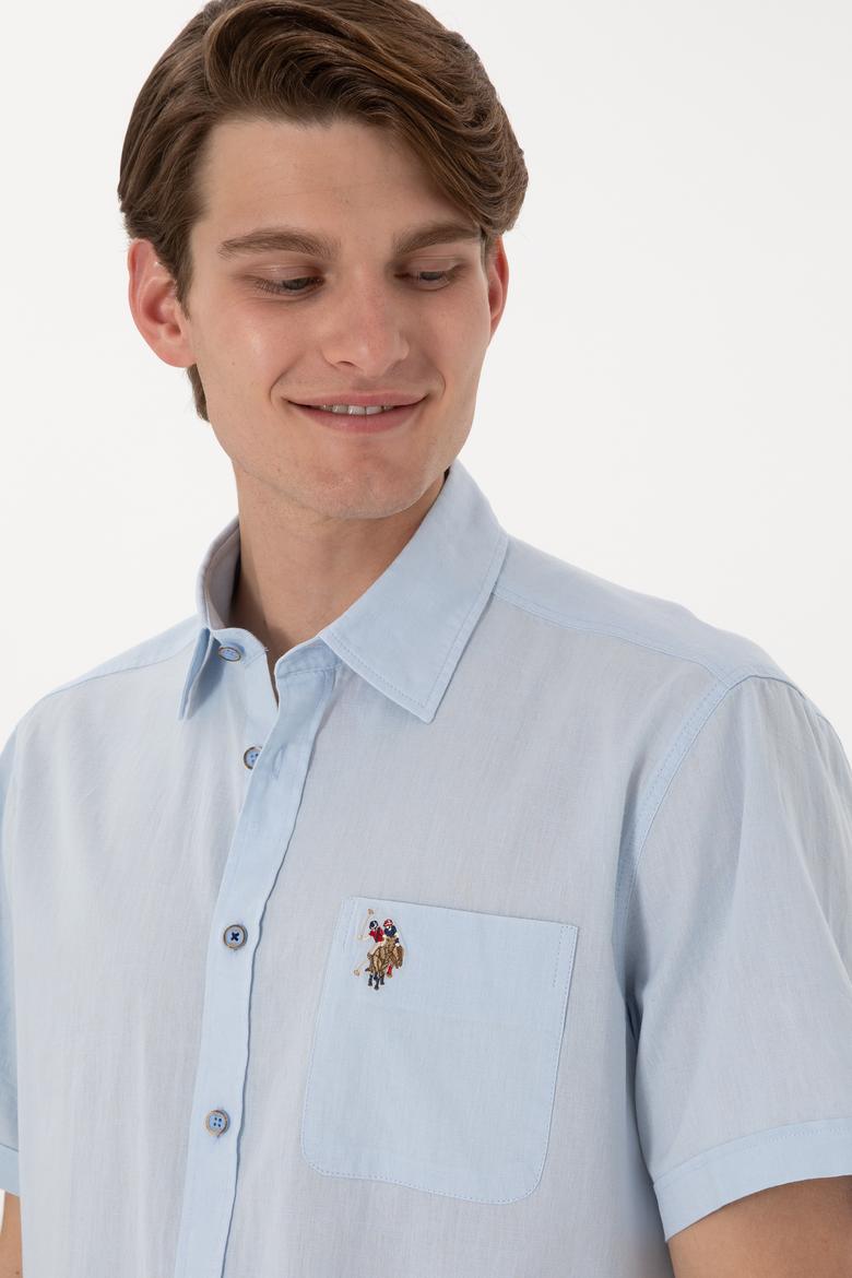 Erkek Açık Mavi Kısa Kollu Gömlek - 50297896017
