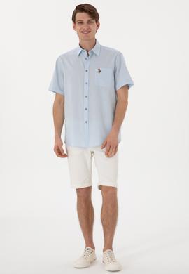 Erkek Açık Mavi Kısa Kollu Gömlek - 50297896017