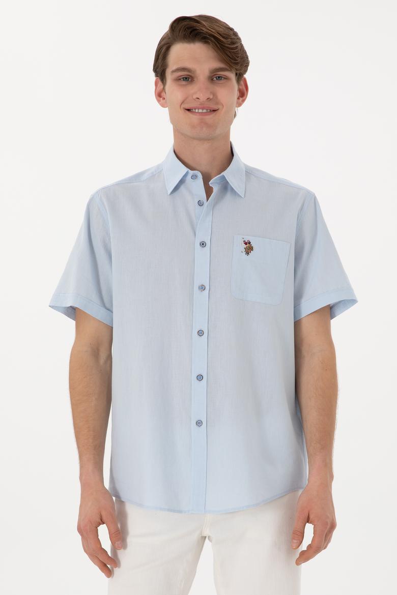 Erkek Açık Mavi Kısa Kollu Gömlek