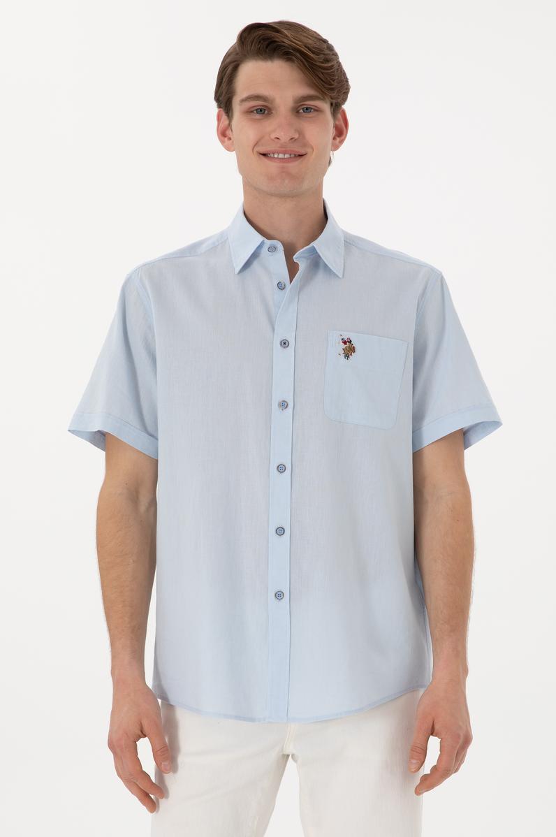 Erkek Açık Mavi Kısa Kollu Gömlek