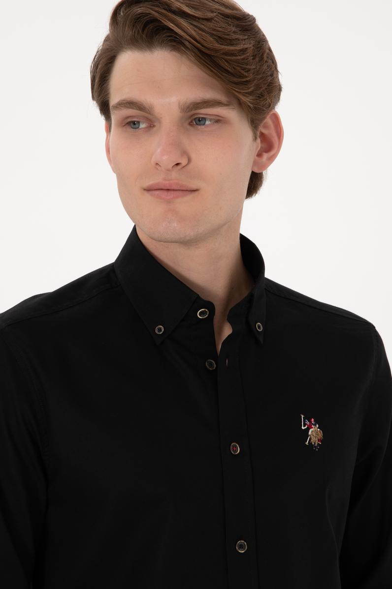 Erkek Siyah Uzun Kollu Basic Gömlek