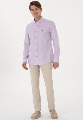 Erkek Lila Uzun Kollu Basic Gömlek - 50297913053