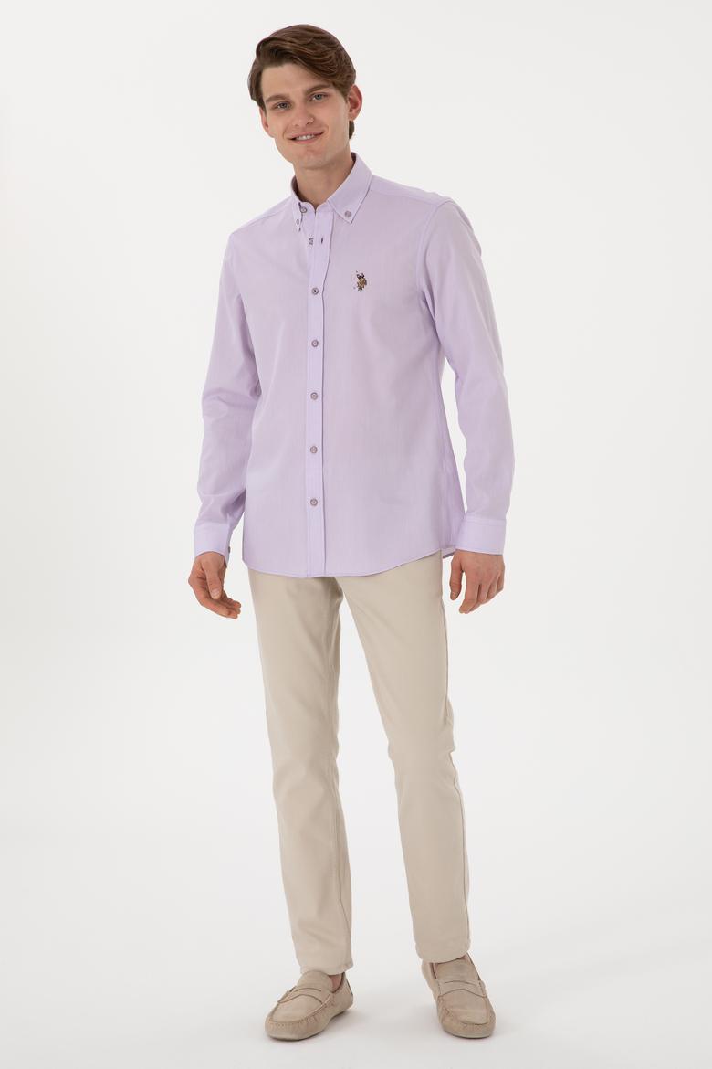 Erkek Lila Uzun Kollu Basic Gömlek - 50297913053