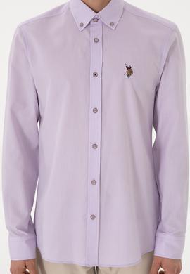 Erkek Lila Uzun Kollu Basic Gömlek - 50297913053