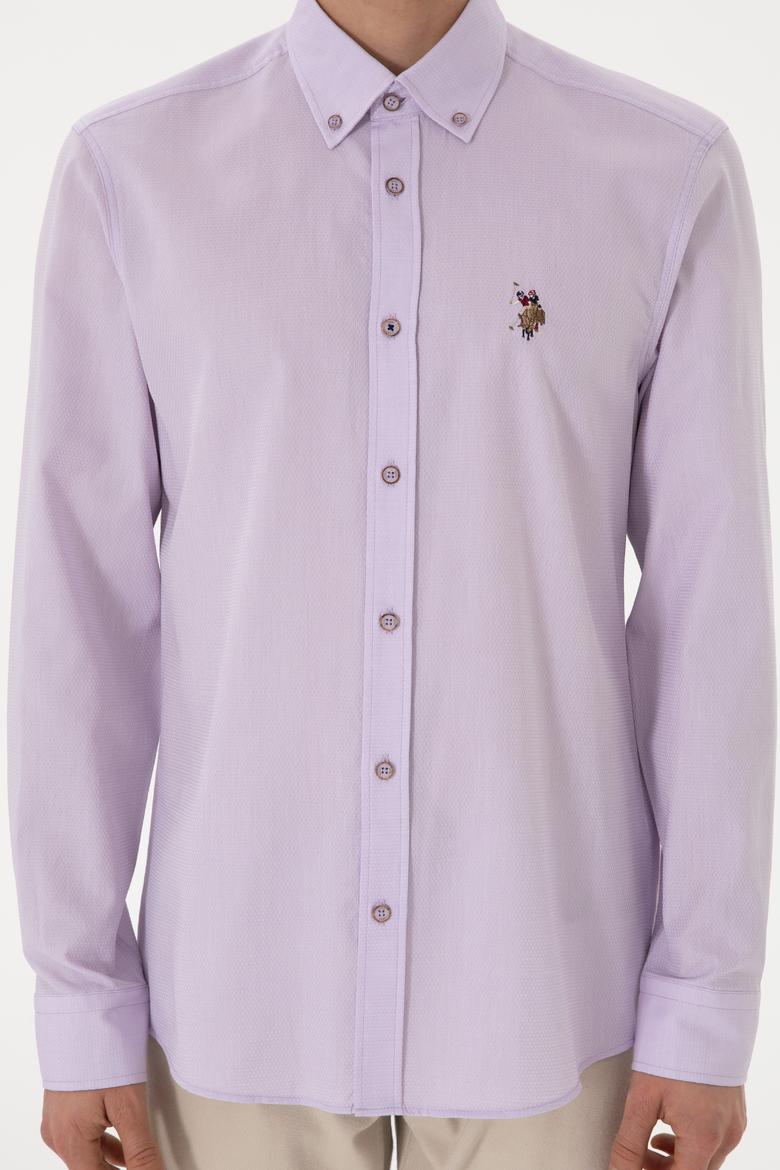 Erkek Lila Uzun Kollu Basic Gömlek - 50297913053