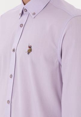 Erkek Lila Uzun Kollu Basic Gömlek - 50297913053