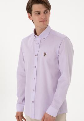 Erkek Lila Uzun Kollu Basic Gömlek - 50297913053