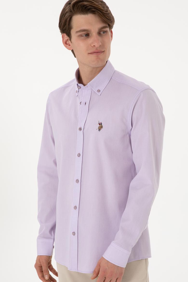Erkek Lila Uzun Kollu Basic Gömlek - 50297913053