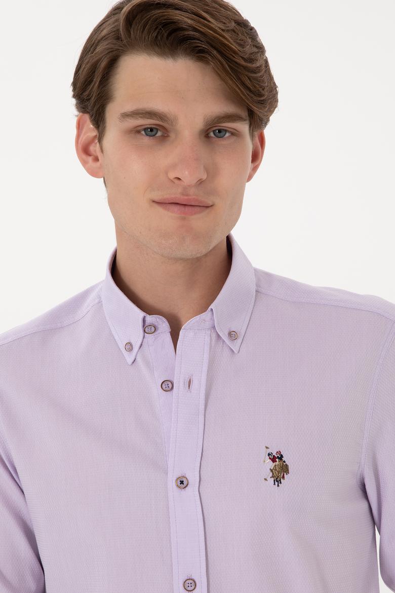 Erkek Lila Uzun Kollu Basic Gömlek - 50297913053