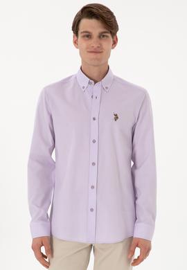 Erkek Lila Uzun Kollu Basic Gömlek - 50297913053
