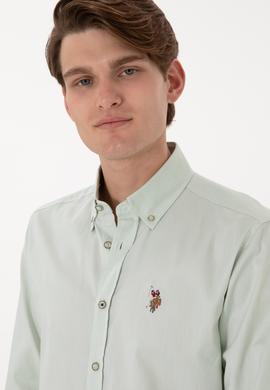 Erkek Su Yeşili Uzun Kollu Basic Gömlek - 50297981070