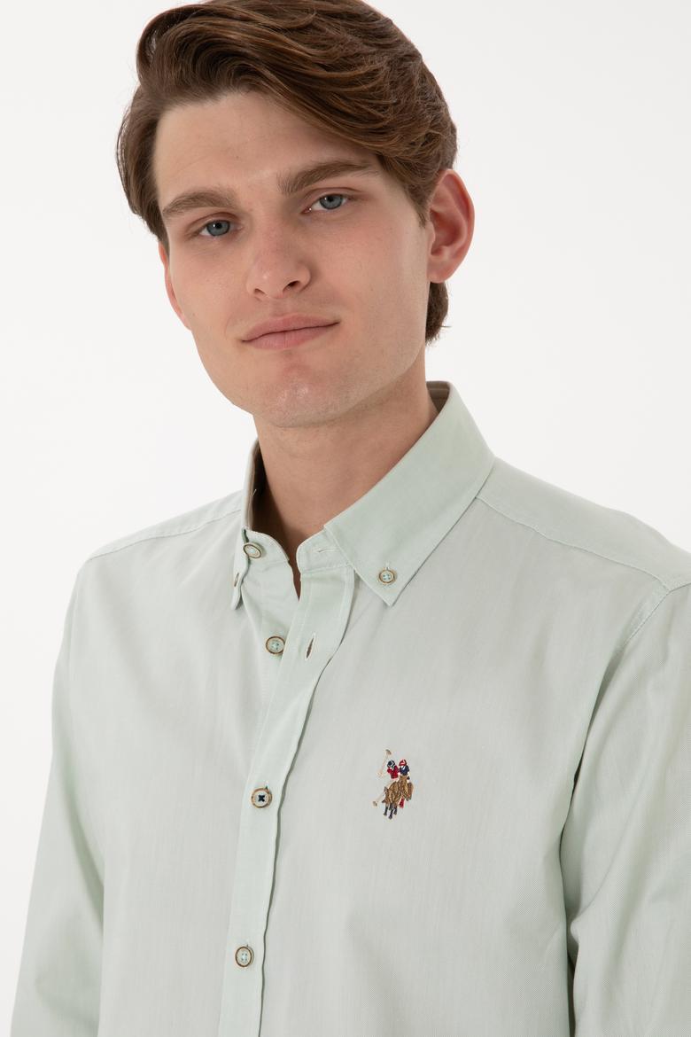 Erkek Su Yeşili Uzun Kollu Basic Gömlek - 50297981070