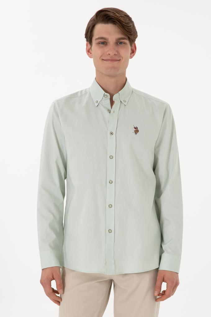 Erkek Su Yeşili Uzun Kollu Basic Gömlek