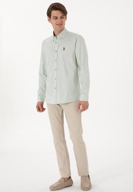 Erkek Su Yeşili Uzun Kollu Basic Gömlek - 50297981070