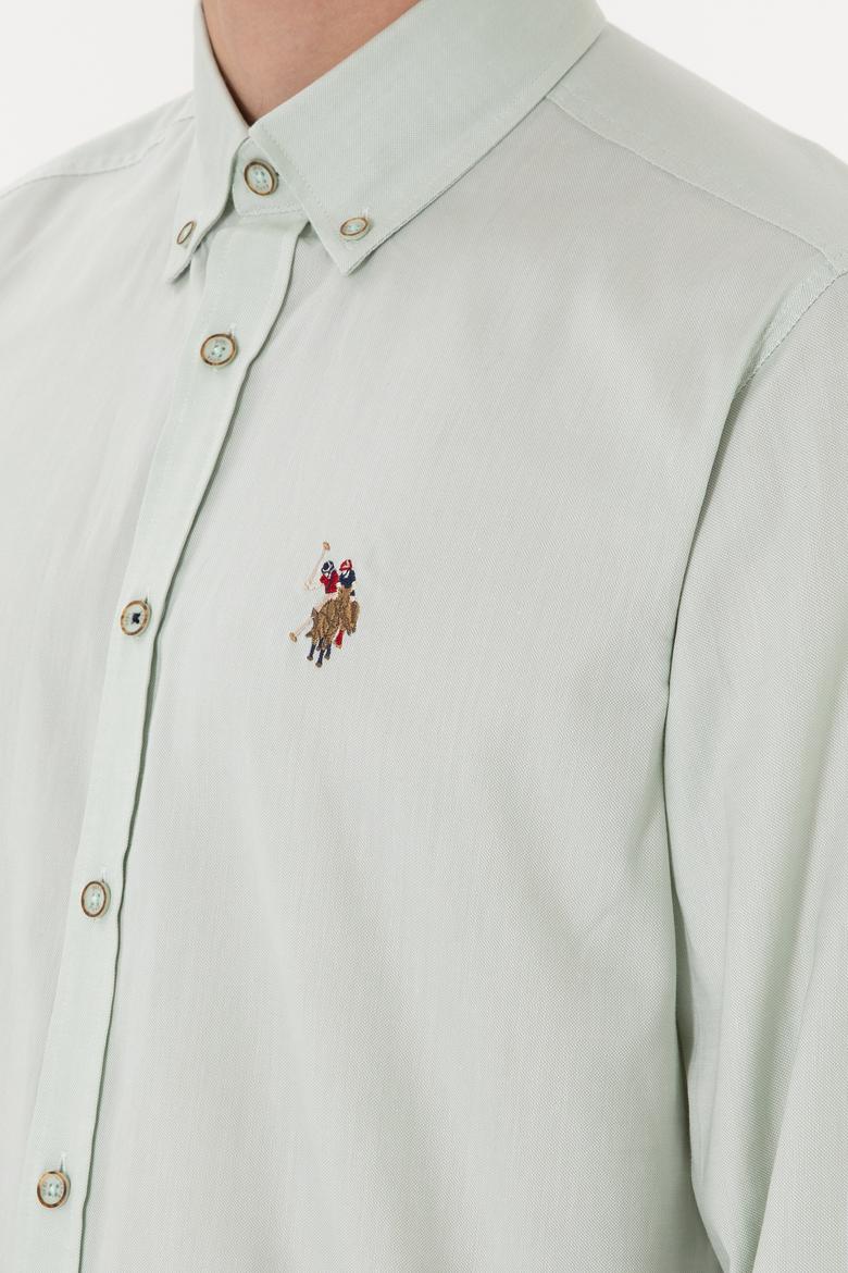 Erkek Su Yeşili Uzun Kollu Basic Gömlek - 50297981070