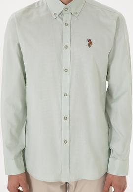 Erkek Su Yeşili Uzun Kollu Basic Gömlek - 50297981070