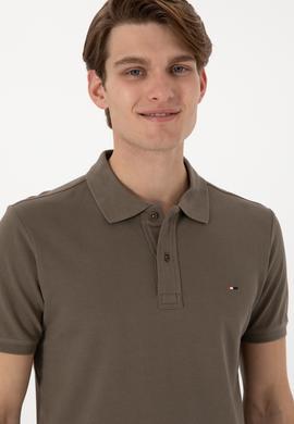 Erkek Slim Fit Polo Yaka Vizon Basic Tişört - 50297983059