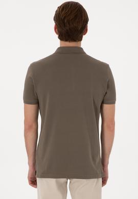 Erkek Slim Fit Polo Yaka Vizon Basic Tişört - 50297983059