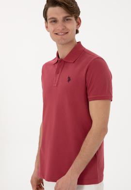 Erkek Slim Fit Polo Yaka Vişne Basic Tişört - 50297984494