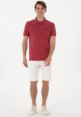 Erkek Slim Fit Polo Yaka Vişne Basic Tişört - 50297984494