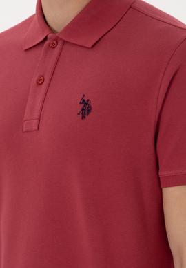 Erkek Slim Fit Polo Yaka Vişne Basic Tişört - 50297984494