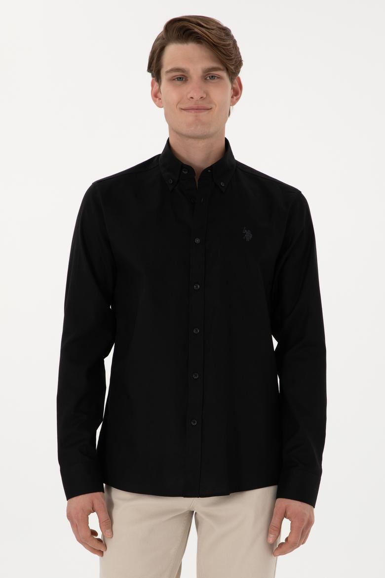 Erkek Siyah Uzun Kollu Basic Gömlek