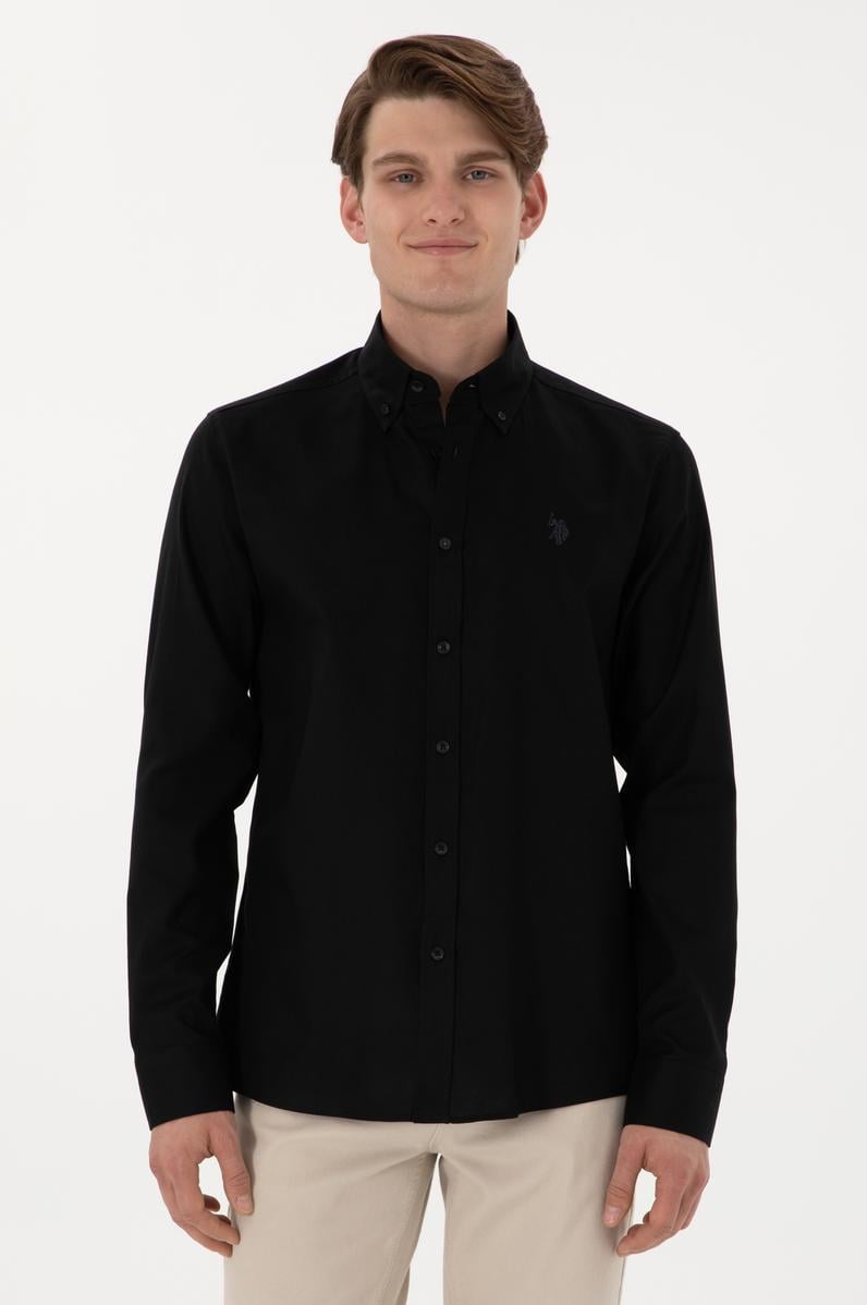 Erkek Siyah Uzun Kollu Basic Gömlek