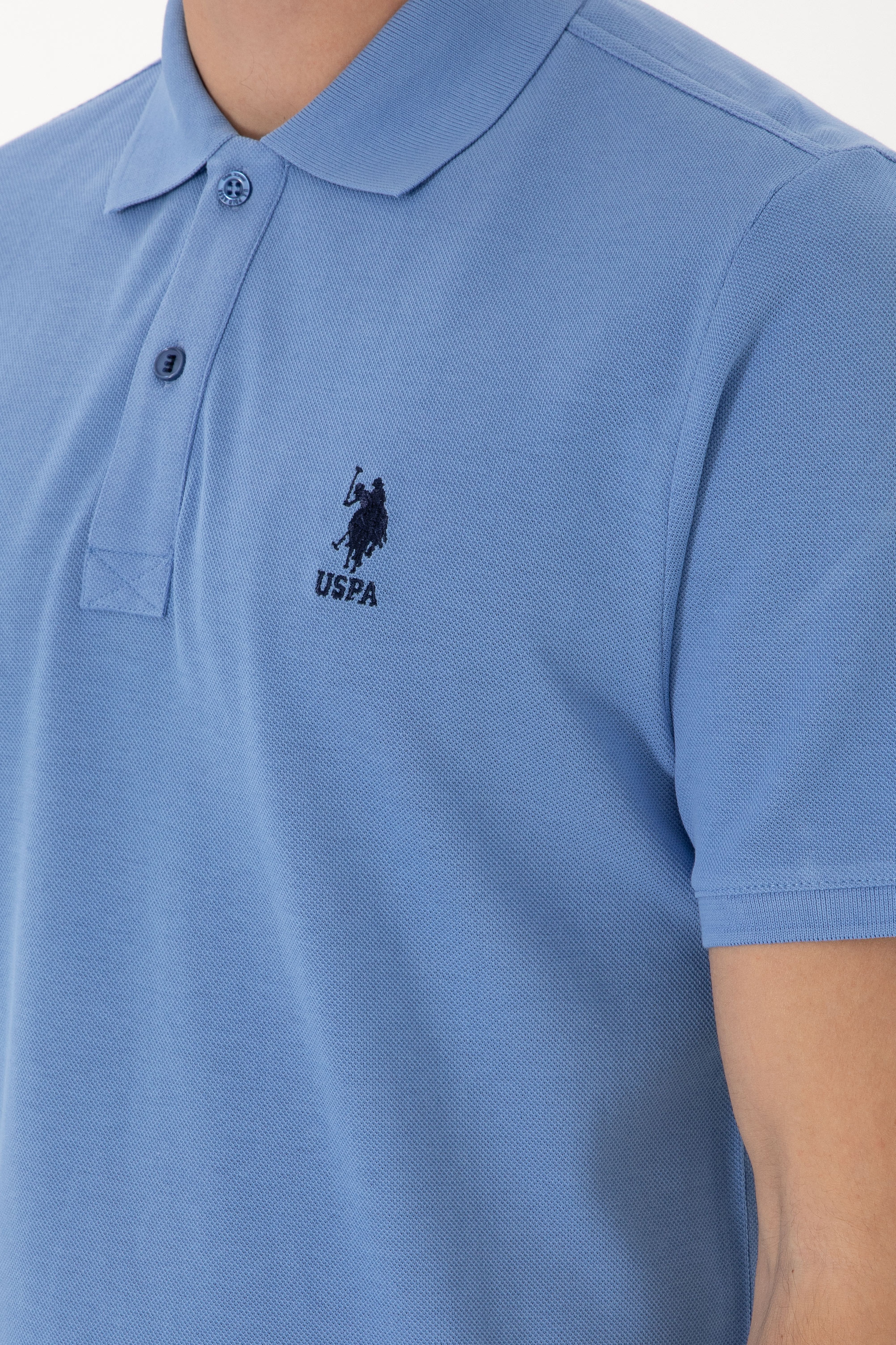 Erkek Regular Fit Polo Yaka Koyu Mavi Basic Tişört - Image 7
