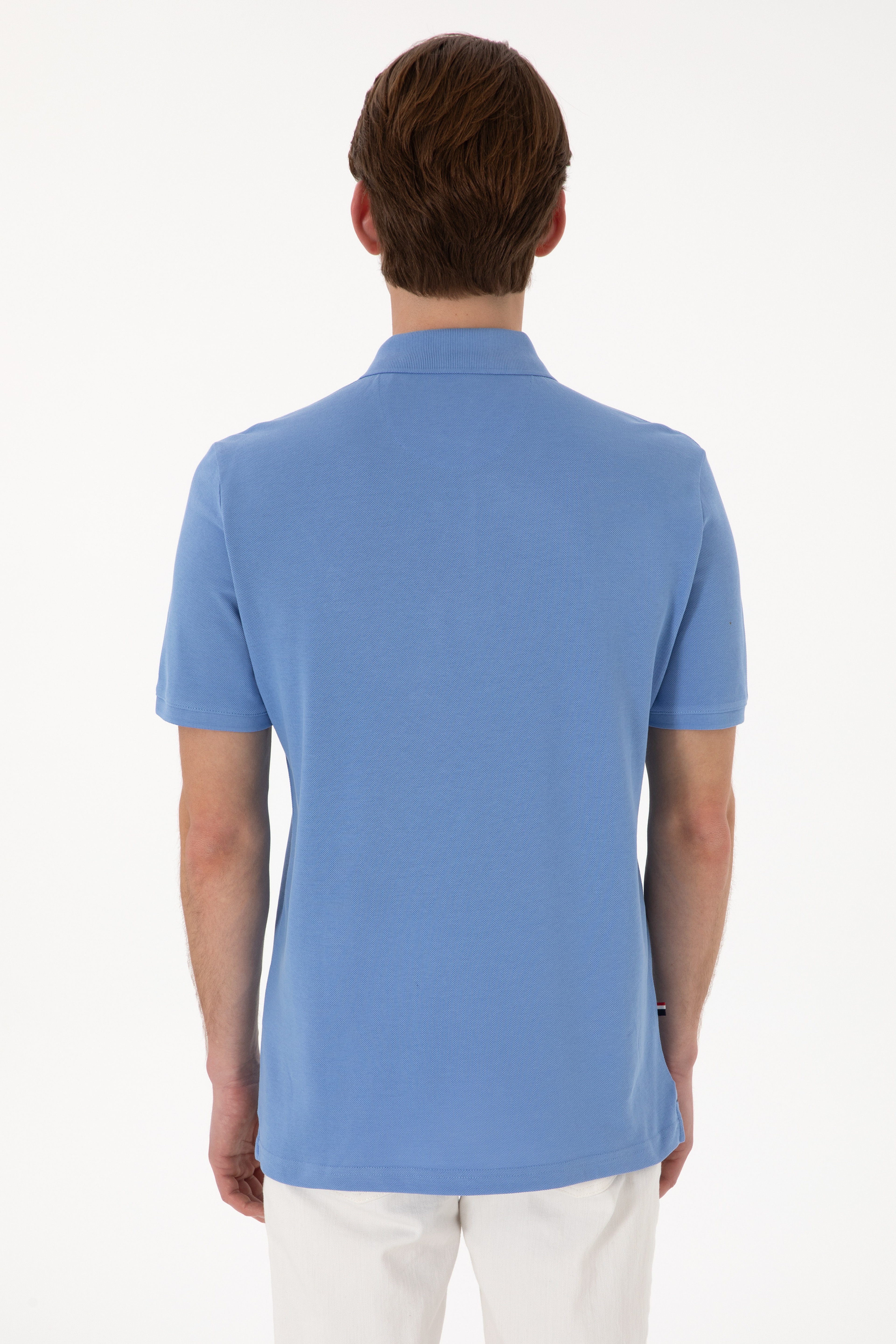 Erkek Regular Fit Polo Yaka Koyu Mavi Basic Tişört - Image 5