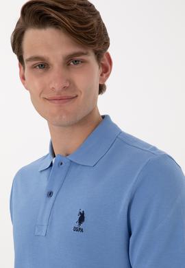 Erkek Regular Fit Polo Yaka Koyu Mavi Basic Tişört - 50298031110