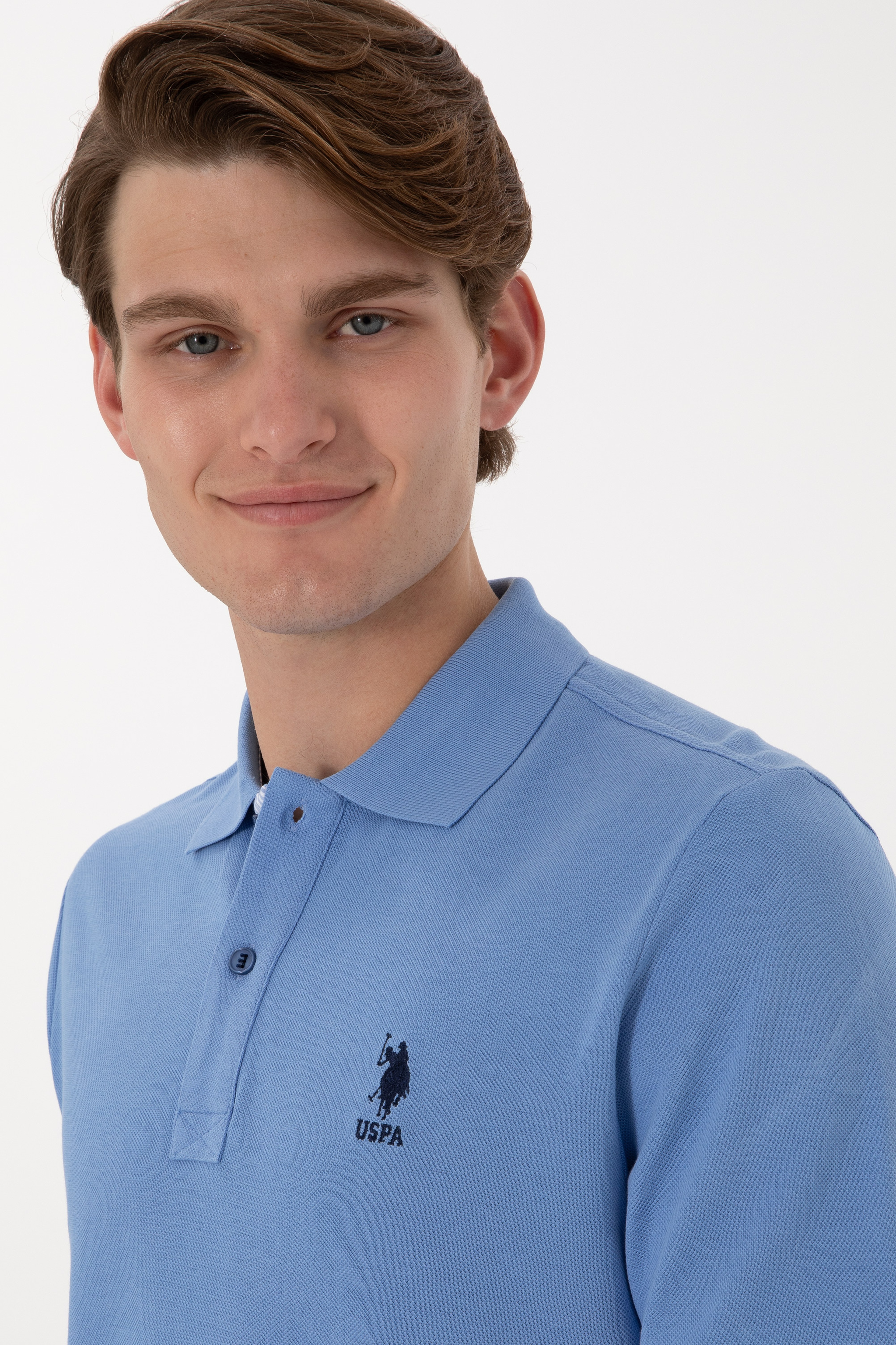 Erkek Regular Fit Polo Yaka Koyu Mavi Basic Tişört