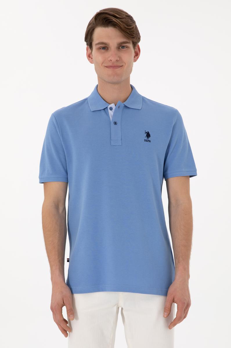 Erkek Regular Fit Polo Yaka Koyu Mavi Basic Tişört