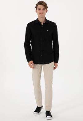 Erkek Siyah Uzun Kollu Basic Gömlek - 50298004032