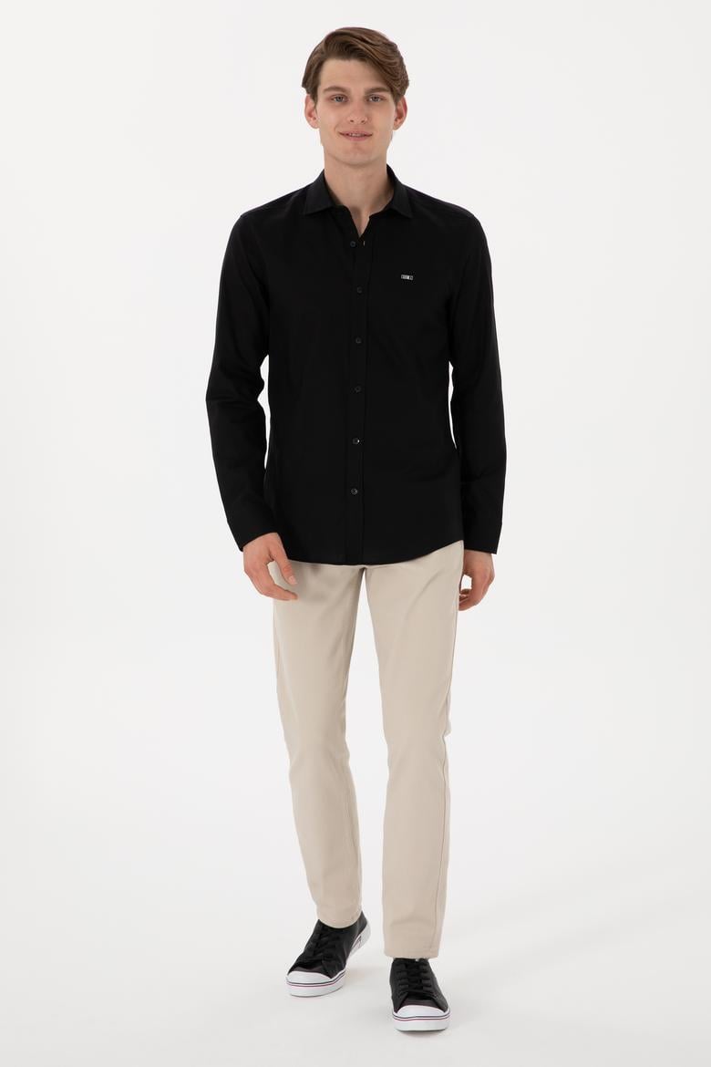 Erkek Siyah Uzun Kollu Basic Gömlek - 50298004032