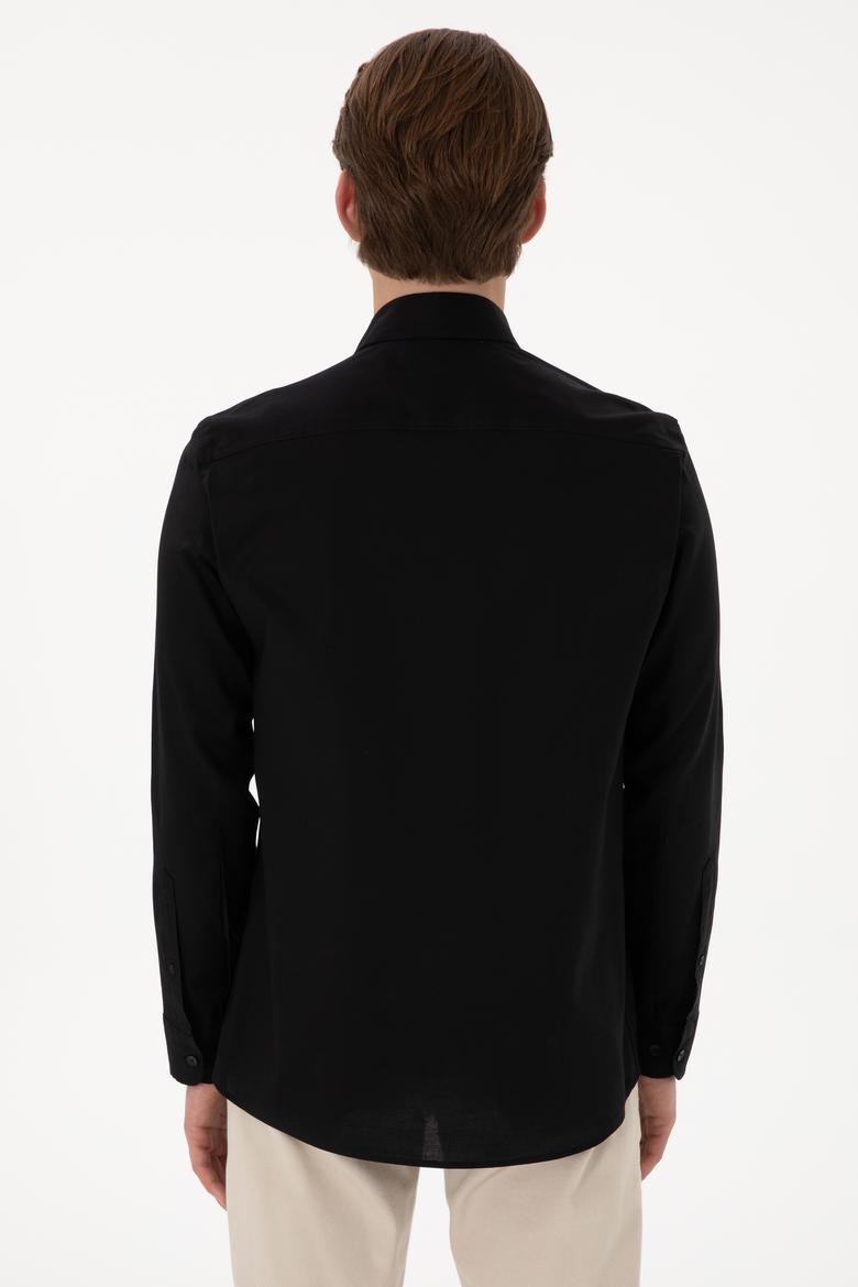 Erkek Siyah Uzun Kollu Basic Gömlek - 50298004032